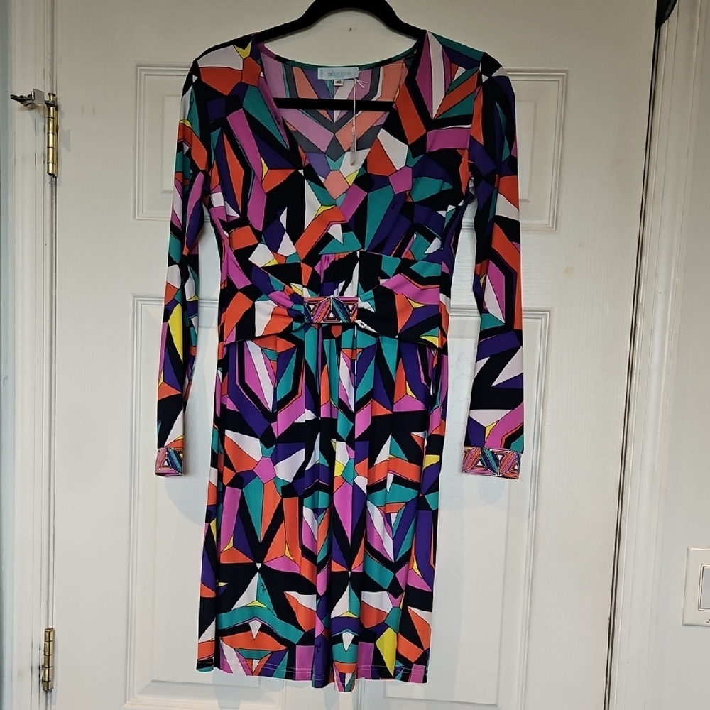 Emilio Pucci Multicolor Geometric Long Sleeve Dress